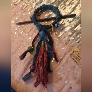 Bohemian Blue and Purple Hair Accessory And Bracelet